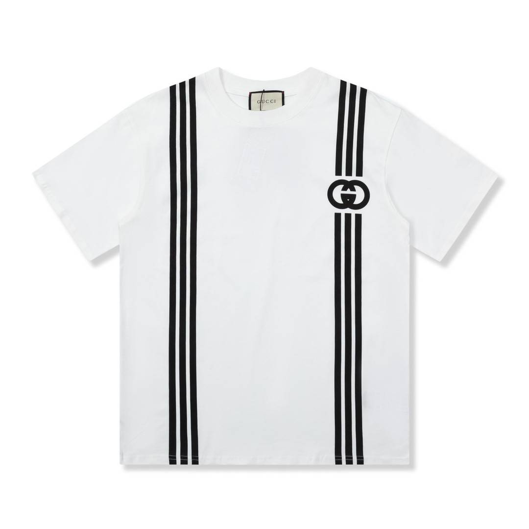 Gucci 23SS double G vertical stripe foam printed t-shirt