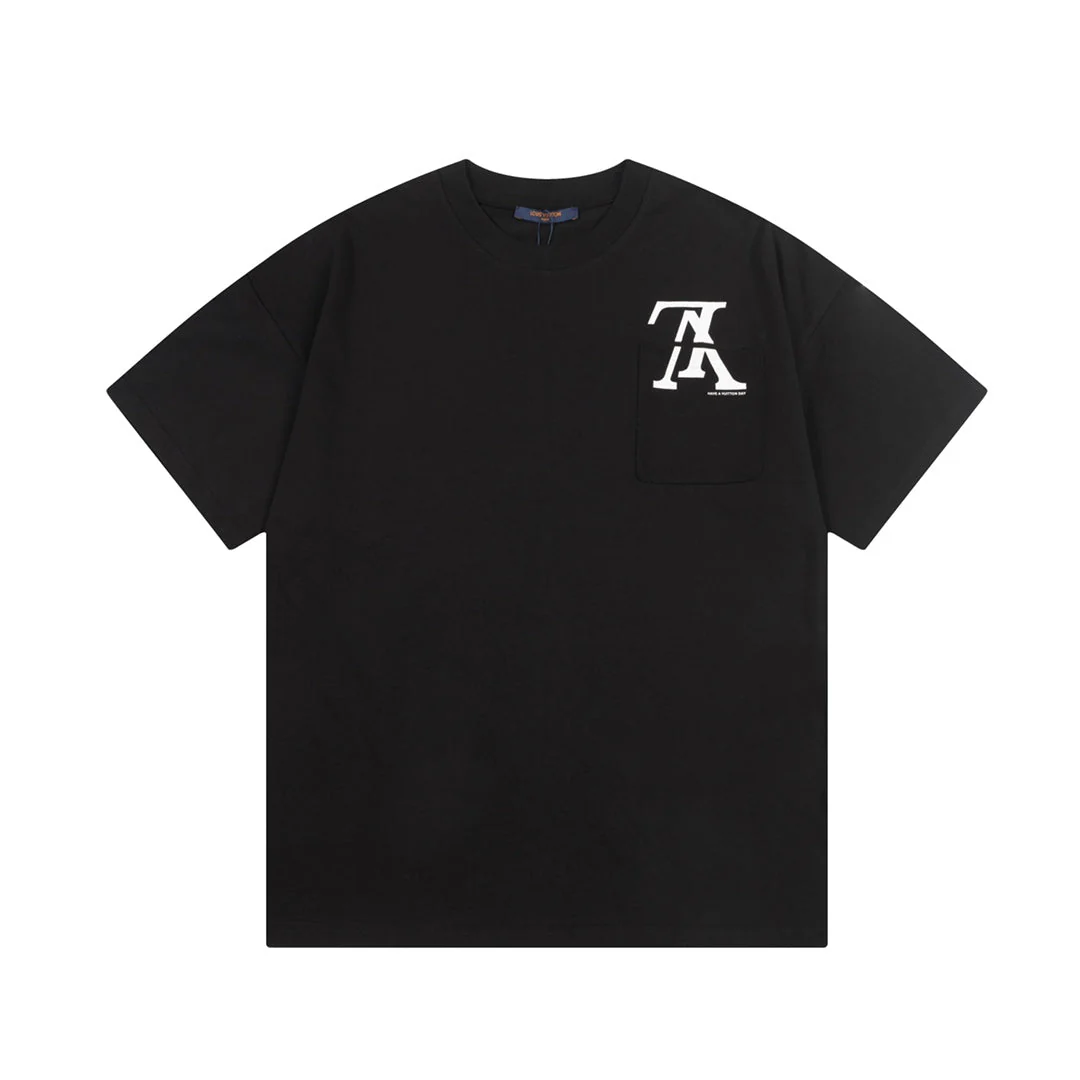 Pocket Reverse Letter Print T Shirt