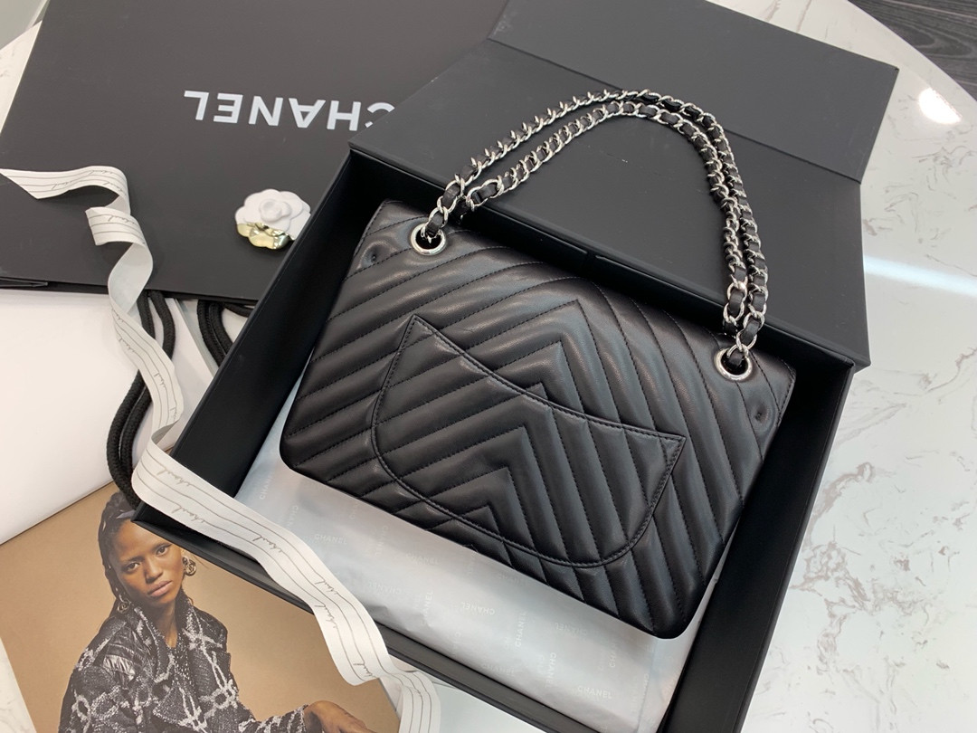 Chanle Classic Flap Bag With Chevron Quilting-lambskin Leather